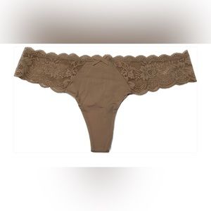 NEW! VS Lace Thong Panty in EverBlush color. Package opened only to photograph.